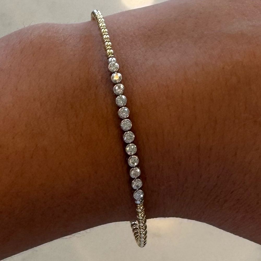 14k gold beads and .42 carat natural diamonds bracelet